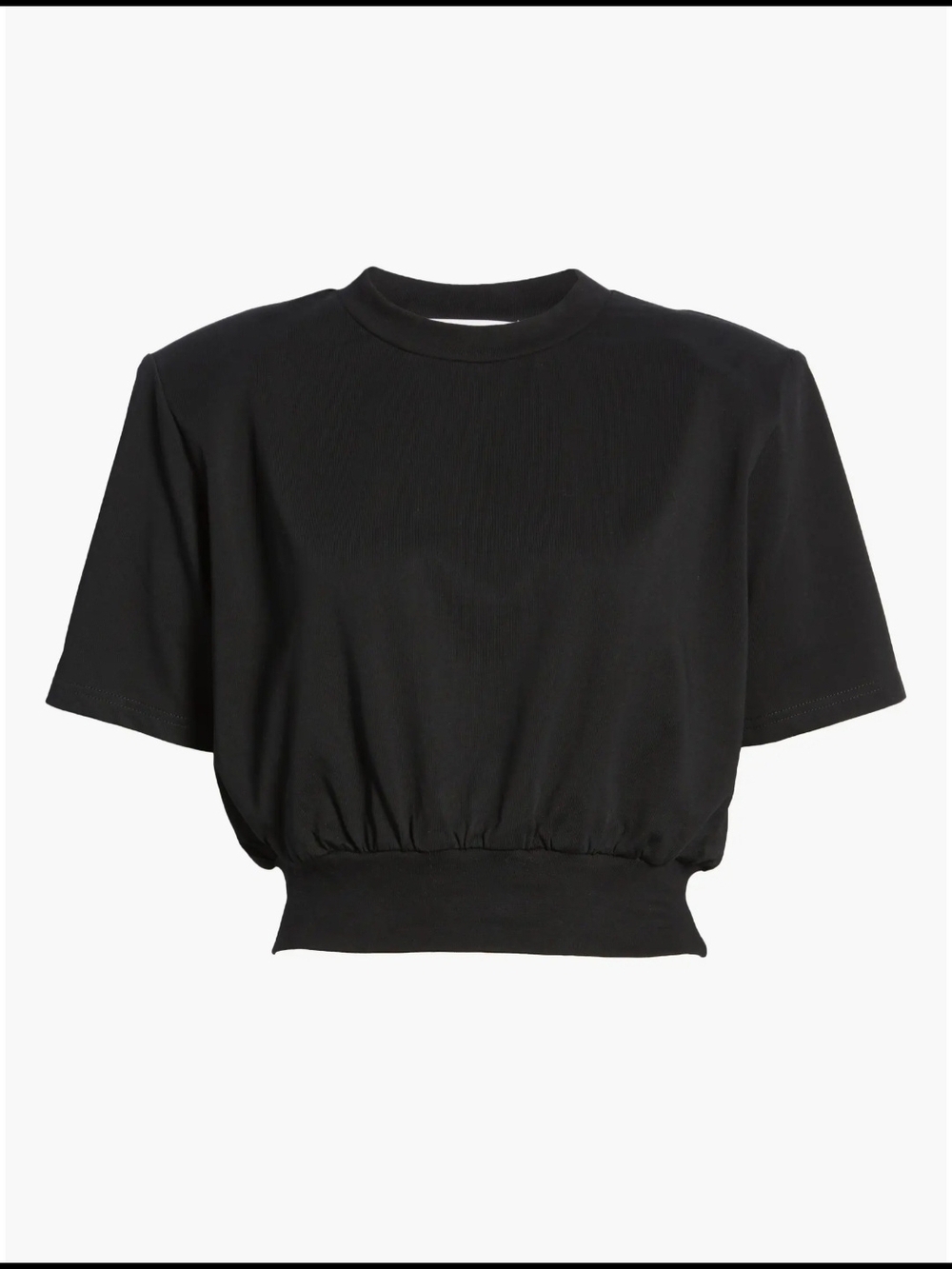 ASTR The Label Volume Shoulder Cropped Tee Black Padded Shoulder Waistband Top S - Picture 3 of 10
